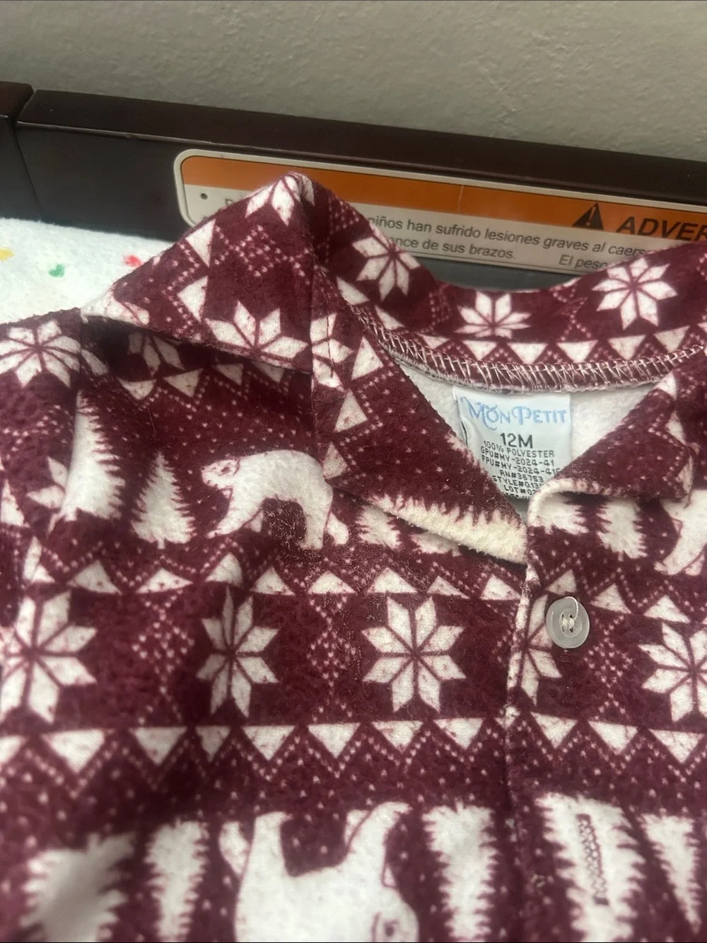 infant Burgundy Polar Bear Holiday Pajama Set